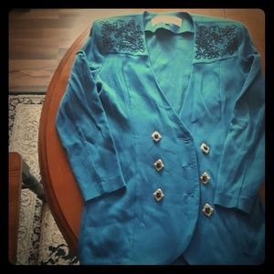 Vintage blue jacket with shoulder pads